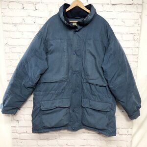 Mens Vtg LL Bean Blue Goose Down Parka Coat Sz XL